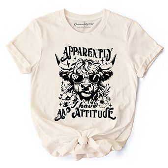 Apparently I Have an Attitude Highland Cow Valentine T-Shirt, Sarcastic Western Funny Tee