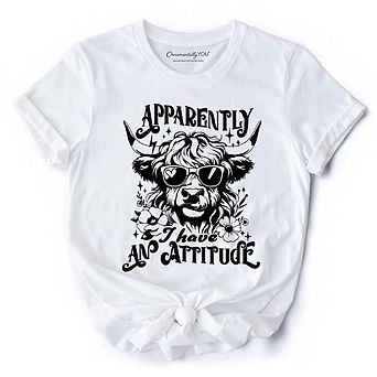 Apparently I Have an Attitude Highland Cow Valentine T-Shirt, Sarcastic Western Funny Tee