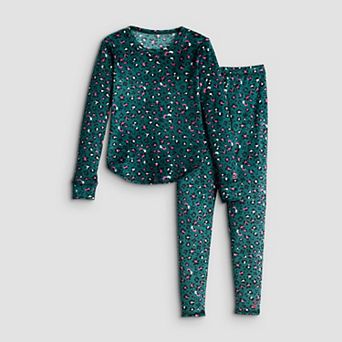 Girls 4-16 Cuddl Duds® 2 pc Stretch Velour Base Layer Long Sleeve Top & Bottoms Set