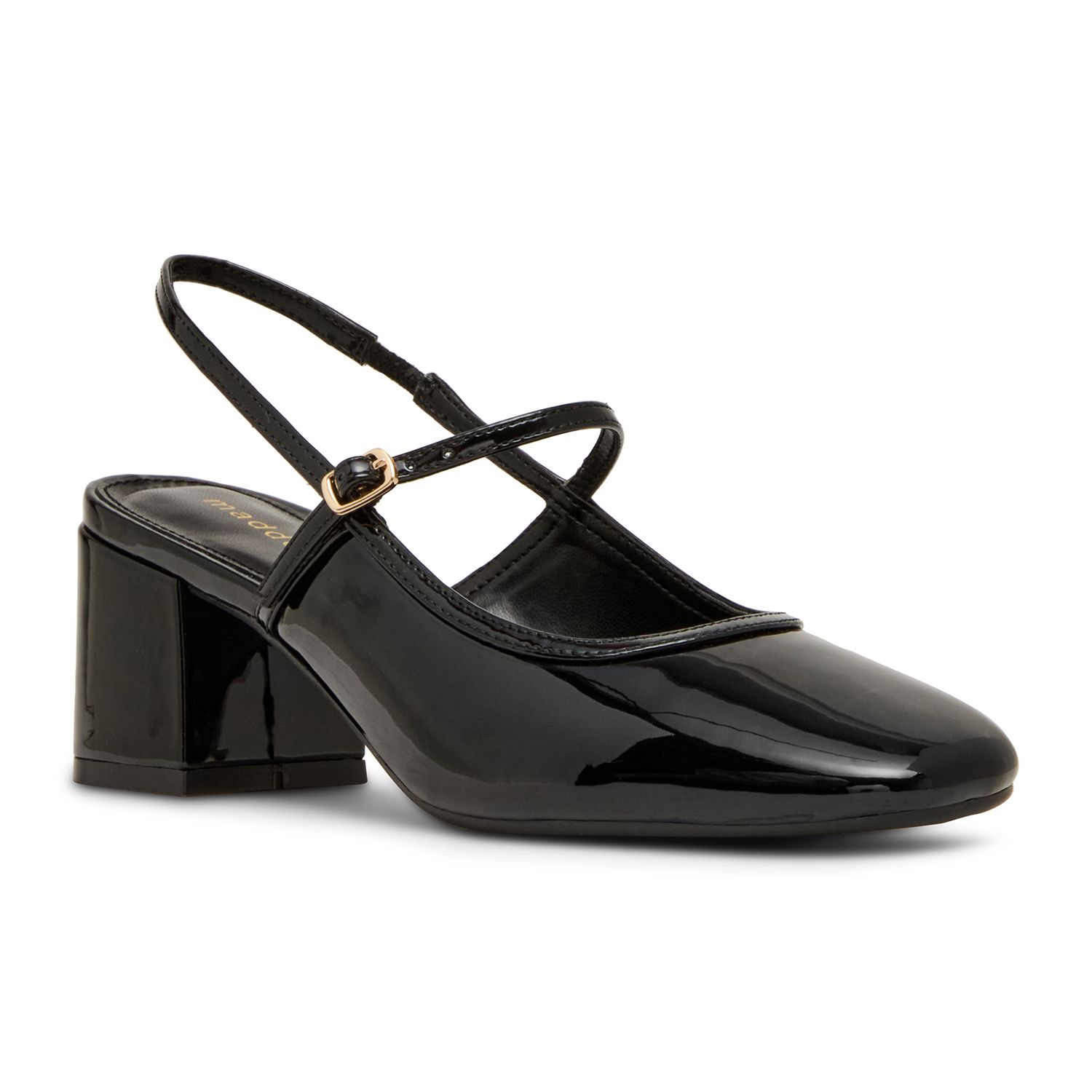 Женские туфли madden Girl Sling Back Block Heels, цвет: Чёрный лаковый