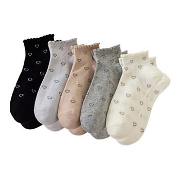Women's 5 Pair Ankle Socks Soft Stretch Knit Ribbed Cuff Casual Giftable Sock Set