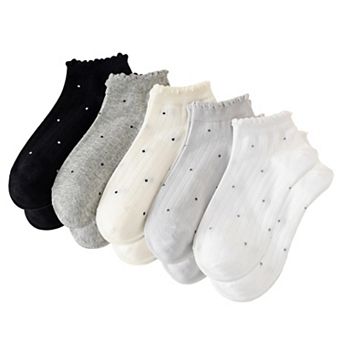 Women's 5 Pair Ankle Socks Soft Stretch Knit Ribbed Cuff Casual Giftable Sock Set