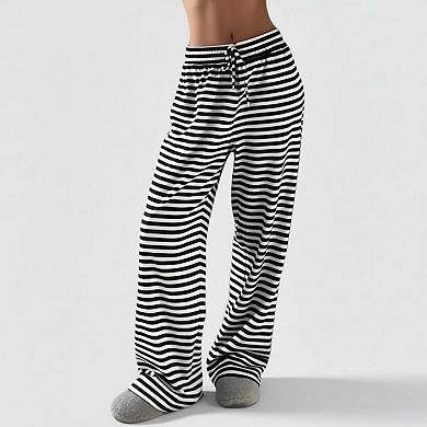 Women's 2-Piece Set Long Sleeve Striped Pajama Top and Relaxed Fit Lounge Pants