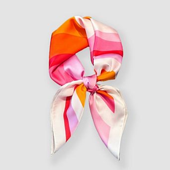Women's Heart Print Square Satin Scarf Smooth Lightweight Fabric Stylish Neck Hair Accessory