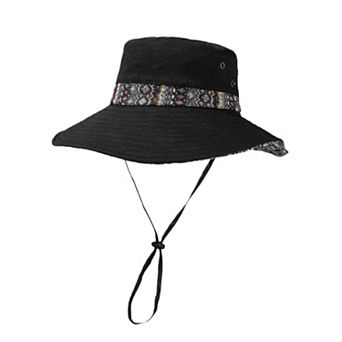 Women's Wide Brim Sun Hat with Adjustable Chin Strap Decorative Band Casual Headwear