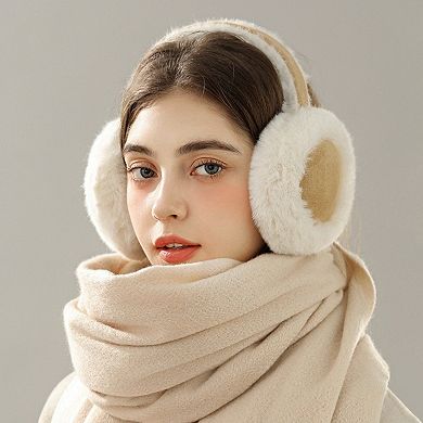 Women's Plush Faux Fur Earmuffs with Foldable Design and Soft Cushioned Ear Pads