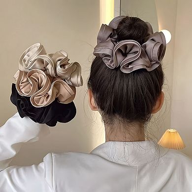 Women's Satin Hair Scrunchies 6-Piece Set with Soft Stretch Elastic and Smooth Lightweight Finish