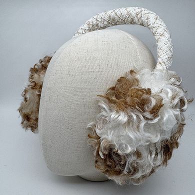 Women's High Pile Faux Shearling Foldable Earmuffs with Plush Cushioned Ear Covers