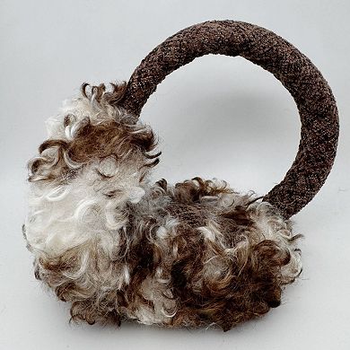 Women's High Pile Faux Shearling Foldable Earmuffs with Plush Cushioned Ear Covers