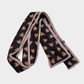 Women's 5 Pack Heart Print Satin Scarf Ribbon Slim Lightweight Fabric Neck Hair Bag Accessory
