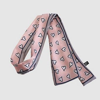 Women's 5 Pack Heart Print Satin Scarf Ribbon Slim Lightweight Fabric Neck Hair Bag Accessory
