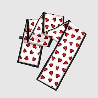 Women's 5 Pack Heart Print Satin Scarf Ribbon Slim Lightweight Fabric Neck Hair Bag Accessory