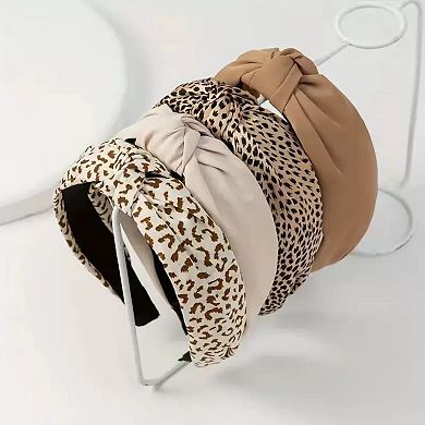 Women's Twisted Fabric Headbands 3-Piece Set with Soft Stretch Fit and Padded Comfortable Design