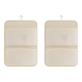 2 pc Women's Hanging Organizer with Dual Zippered Compartments Space-Saving Storage Design