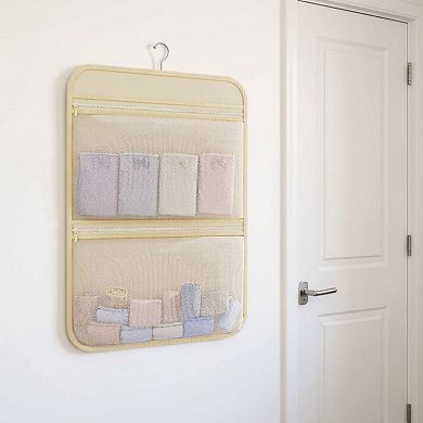 2pcs Women's Hanging Organizer with Dual Zippered Compartments Space-Saving Storage Design