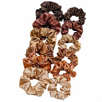 Women's Satin Hair Scrunchies 12 pc Set with Soft Stretch Elastic and Smooth Shine Finish