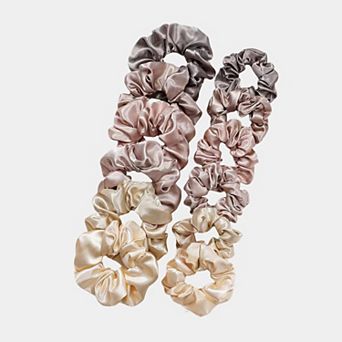 Women's Satin Hair Scrunchies 12 pc Set with Soft Stretch Elastic and Smooth Shine Finish