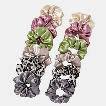 Women's Satin Hair Scrunchies 12 pc Set with Soft Stretch Elastic and Smooth Shine Finish