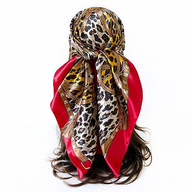 Women's Paisley Print Square Satin Scarf Smooth Lightweight Fabric Elegant Neck Hair Accessory
