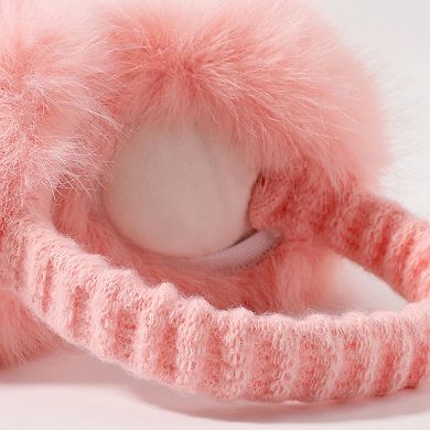 Women's Plush Faux Fur Foldable Earmuffs with Elastic Headband and Cushioned Ear Covers
