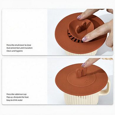 4pcs per Set Silicone Bunny Ear Cup Lid Dustproof Insulated Drink Cover with Pop Up Vent Seal