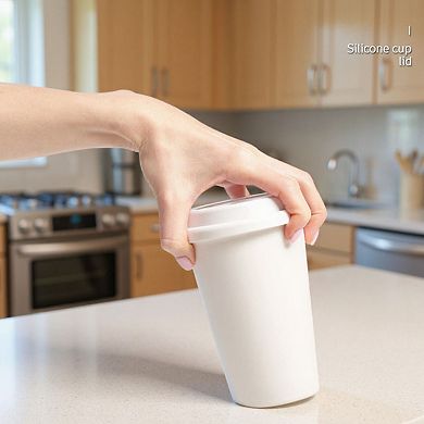 4pcs per Set Reusable Silicone Coffee Cup Lid Spill Resistant Hot Drink Cover with Sip Opening