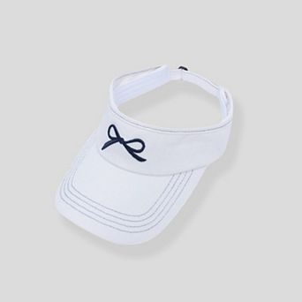 Women's Denim Visor Hat with Curved Brim Adjustable Back Bow Accent Casual Headwear