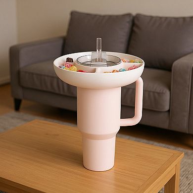 3-PC Snack Tray Cup Holder with Divided Compartments for Cup and Everyday Use