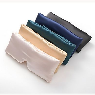 Women's Satin Sleep Eye Mask with Contoured Fit Soft Padding and Adjustable Hook-and-Loop Closure