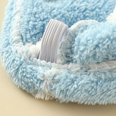 Plush Thickened Butterfly Jacquard Hair Drying Cap with Button Closure