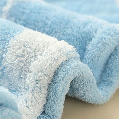 Plush Thickened Butterfly Jacquard Hair Drying Cap with Button Closure