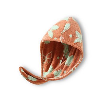 Plush Thickened Butterfly Jacquard Hair Drying Cap with Button Closure