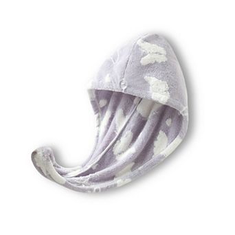 Plush Thickened Butterfly Jacquard Hair Drying Cap with Button Closure