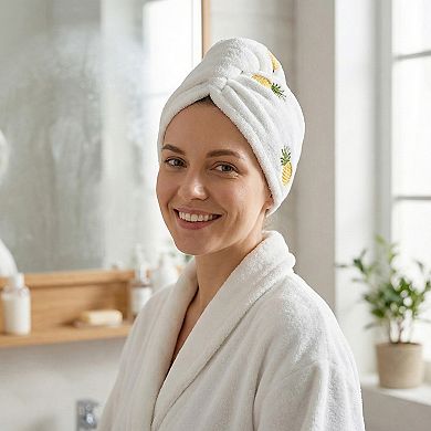 Soft Cute Hair Drying Towel Cap with Secure Button Loop for Fast Absorbent