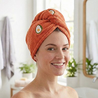 Soft Cute Hair Drying Towel Cap with Secure Button Loop for Fast Absorbent