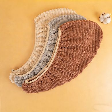 Absorbent Plush Hair Drying Towel Cap with Button Closure for Gentle Drying