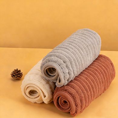 Absorbent Plush Hair Drying Towel Cap with Button Closure for Gentle Drying