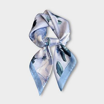 Women's Satin Floral Print Square Scarf Soft Lightweight Fashion Accessory