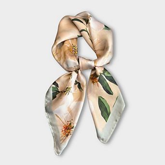 Women's Satin Floral Print Square Scarf Soft Lightweight Fashion Accessory