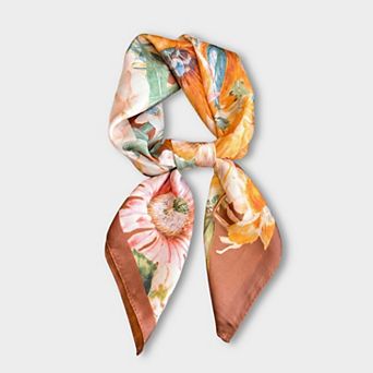 Women's Satin Floral Print Square Scarf Fashion Accessory