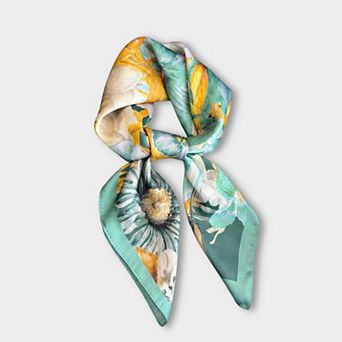 Women's Satin Floral Print Square Scarf Fashion Accessory