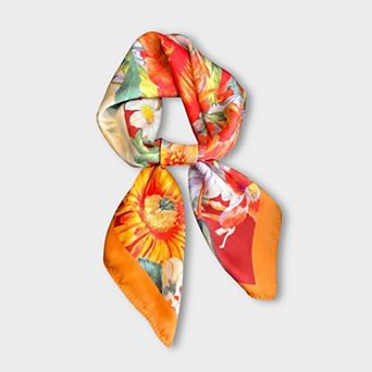 Women's Satin Floral Print Square Scarf Fashion Accessory