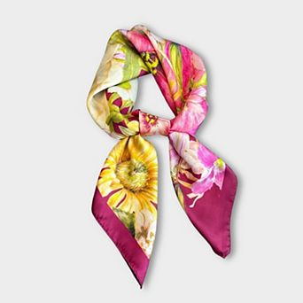 Women's Satin Floral Print Square Scarf Fashion Accessory