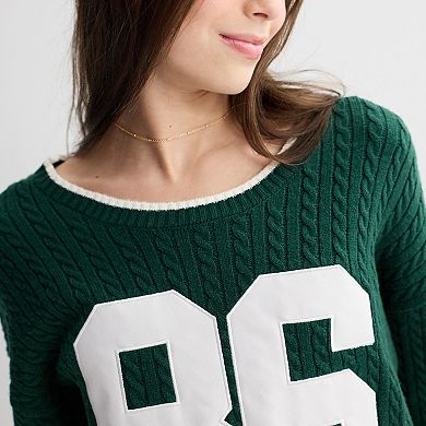 Girls 6-20 SO® Oversize Cable Stitch Sweater in Regular & Plus Size