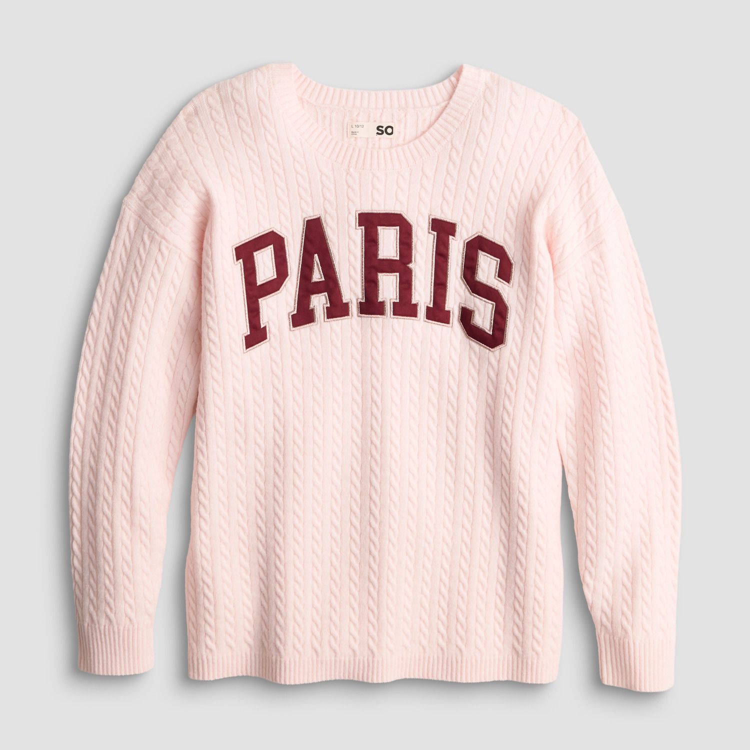 Свитер SO® Oversize Cable Stitch Sweater для девочек, цвет: Fairy Whisper