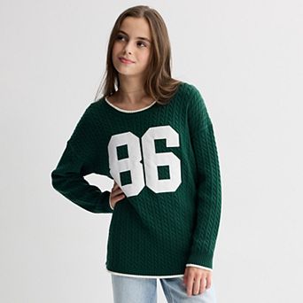 Girls 6-20 SO® Oversize Cable Stitch Sweater in Regular & Plus Size