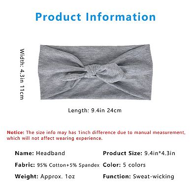Women's Fashion Bow Headbands Solid Color Moisture-Wicking Quick-Dry Elastic Sweat Hairbands