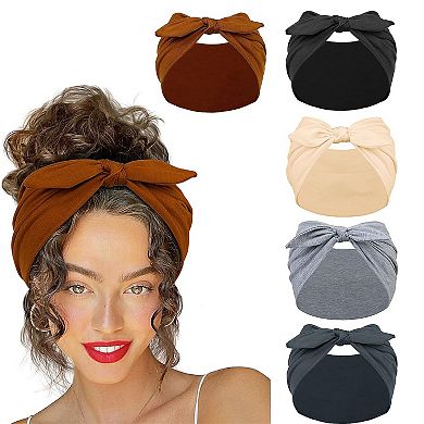 Women's Fashion Bow Headbands Solid Color Moisture-Wicking Quick-Dry Elastic Sweat Hairbands