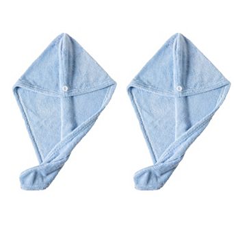 2 Pack Solid Hair Drying Towel Turban Absorbent Soft Quick Dry Hair Wrap