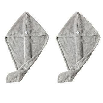 2 Pack Solid Hair Drying Towel Turban Absorbent Soft Quick Dry Hair Wrap